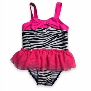 𝅺KOALA Baby 12 mo. Zebra Print Pink Tutu Swimsuit